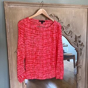 Banana Republic BLOUSE Size XS Long Sleeve Pink Red